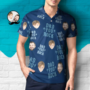 Custom Face Polo Shirt with Zipper Men’s Polo Shirt for Boyfriend or Husband