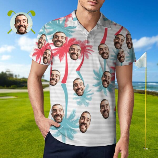 Custom Face Polo Shirt with Zipper Men’s Polo Shirt for Boyfriend or Husband