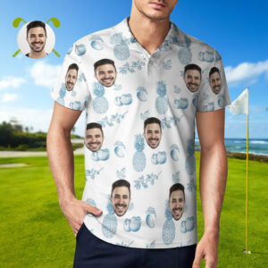 Custom Face Polo Shirt with Zipper Men’s Polo Shirt for Boyfriend or Husband