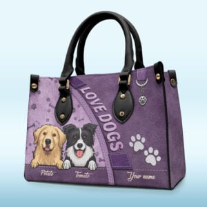 My Pet Is My Therapy – Dog & Cat Personalized Custom Leather Handbag – Gift For Pet Owners, Pet Lovers