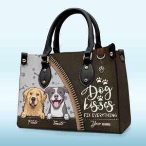 My Pet Is My Therapy – Dog & Cat Personalized Custom Leather Handbag – Gift For Pet Owners, Pet Lovers